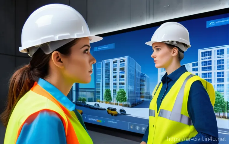 토목공학 프로젝트에서의 문서 관리 - **Prompt:** A diverse team of professional architects and engineers, dressed in modern business casu...