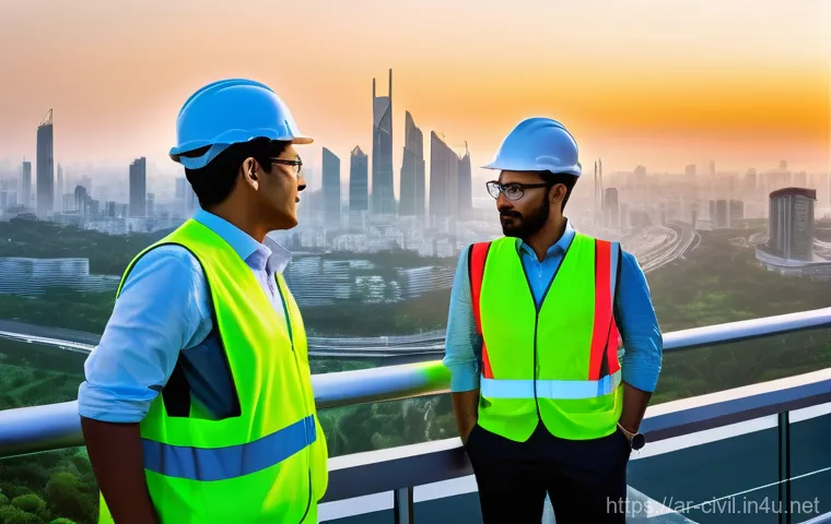 토목기사 강의 선택 팁 - **Prompt:** A diverse group of civil engineers, professionally dressed in modern attire, including s...