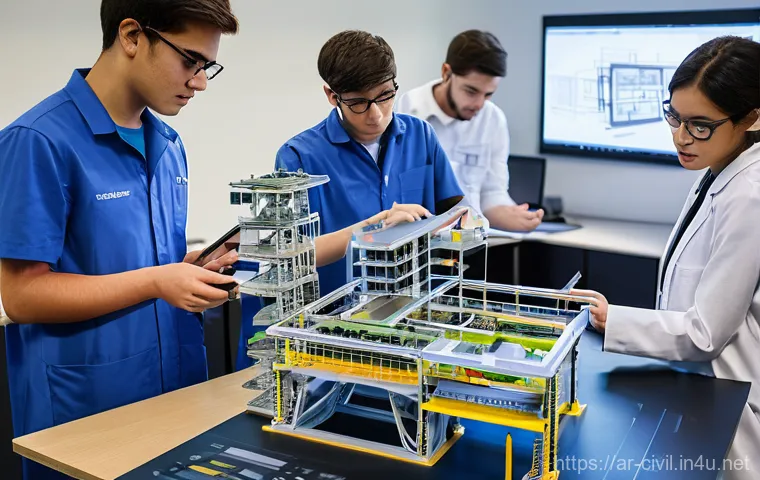 토목기사 강의 선택 팁 - **Prompt:** A diverse group of civil engineers, professionally dressed in modern attire, including s...