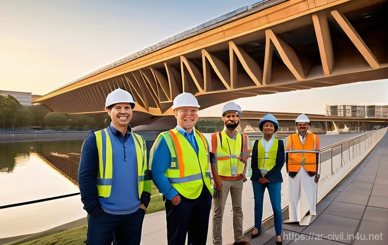 토목기사 강의 선택 팁 - **Prompt:** Inside a cutting-edge university civil engineering laboratory, a vibrant and diverse gro...