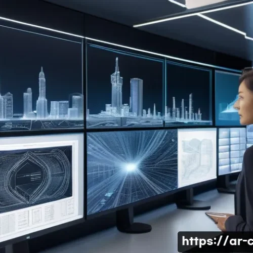 토목공학과 인공지능의 활용 - **Prompt:** A highly detailed, realistic image of an advanced architectural studio. In the foregroun...