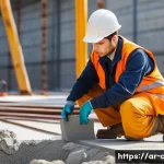 토목공학 현장에서의 품질 관리 - **Prompt:** A highly detailed, realistic image of a professional civil engineer, wearing a hard hat,...