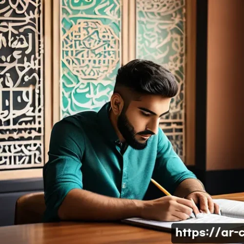 토목기사 필기시험 고득점 전략 - A focused Middle Eastern male civil engineering student in his mid-20s sitting at a traditional wood...
