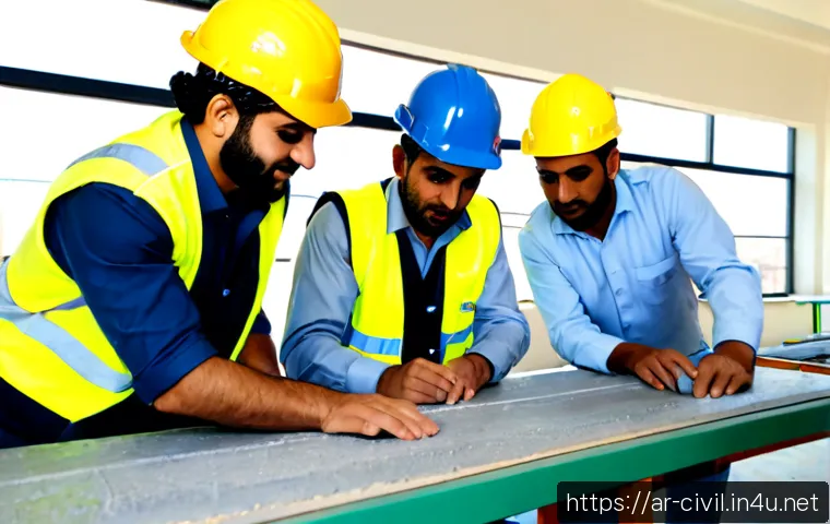 토목공학 직무 교육과정 안내 - Photorealistic civil engineering vocational training workshop in a modern Middle Eastern technical i...